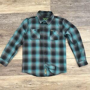 DIXXON Boys Teal and Black Plaid Shirt